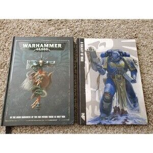 Warhammer 40K 40,000 2-Hardcover Book Lot Galaxy War & Rulebook Games Workshop